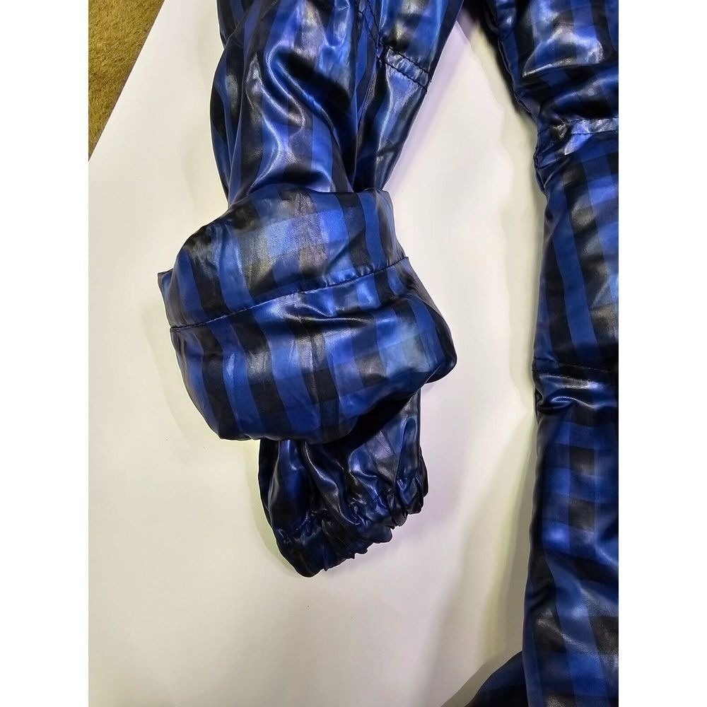 ANNZ0 Blue Black Plaid Puffer Coat Hooded Winter Warm Zip Up Women - Picture 9 of 10